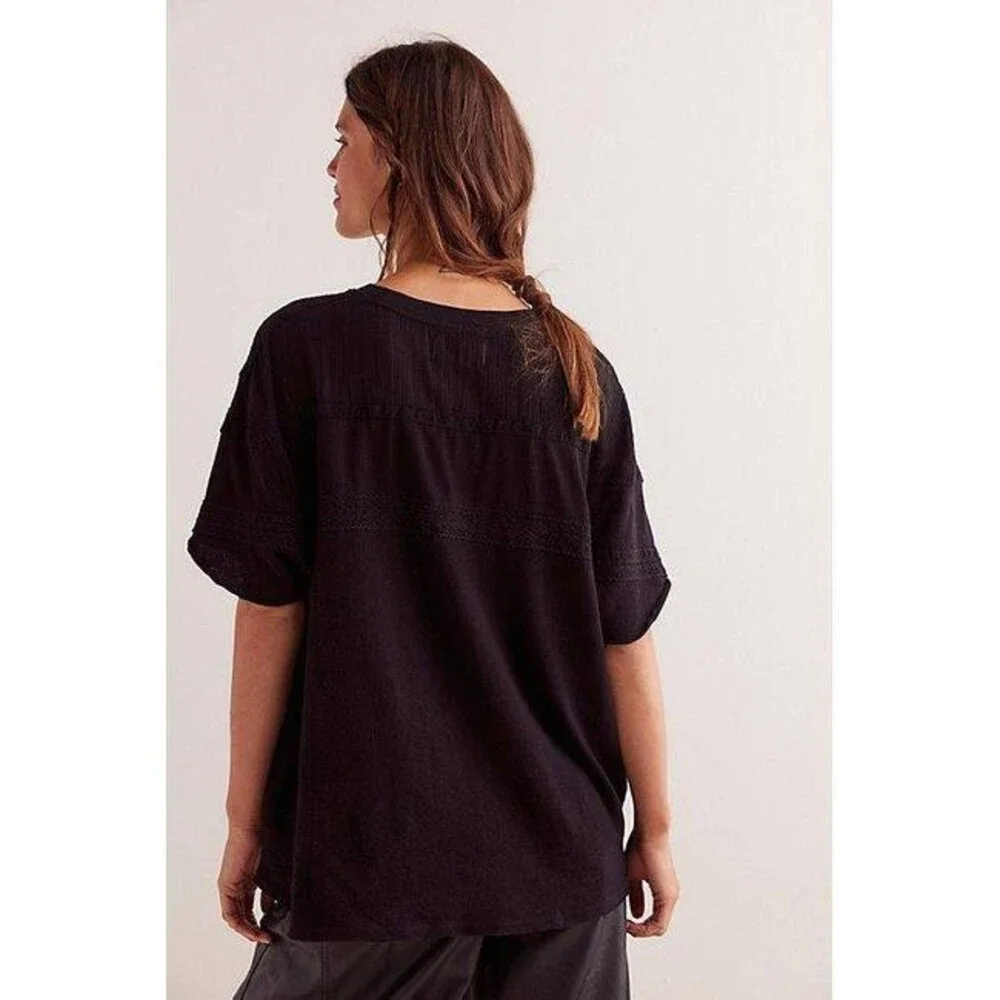 We The Free by Free People Striped Oversized Tee – Black – Size XS – NWT – $98 - Picture 3 of 7